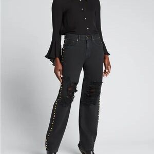 Retrofete Chris Studded Distressed Black Jeans 26